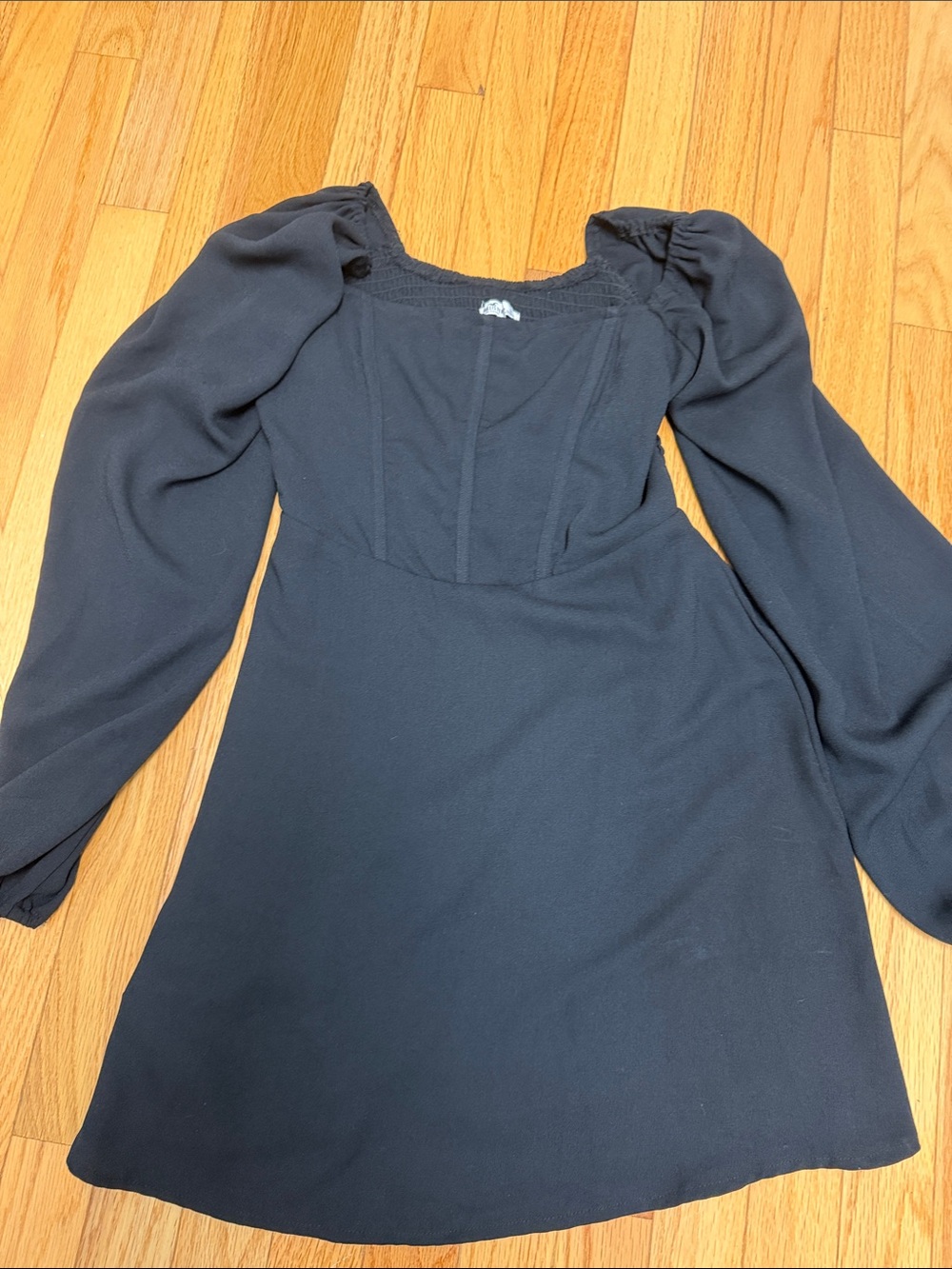 Hollister Black Long-Sleeve Square-Neck Mini Dress Small